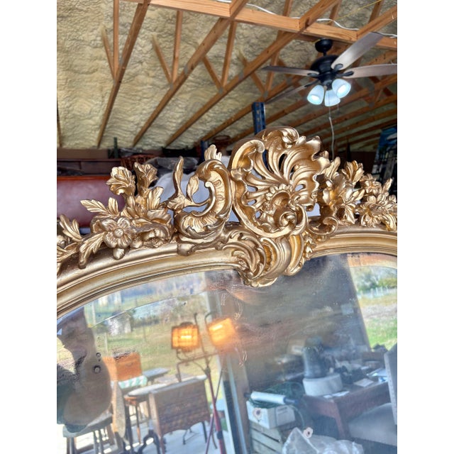 19th Century French Louis XV Giltwood Wall Mirror For Sale - Image 9 of 13