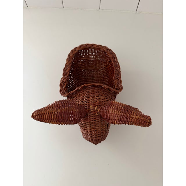 Wood Vintage Wicker Bunny Planter For Sale - Image 7 of 8