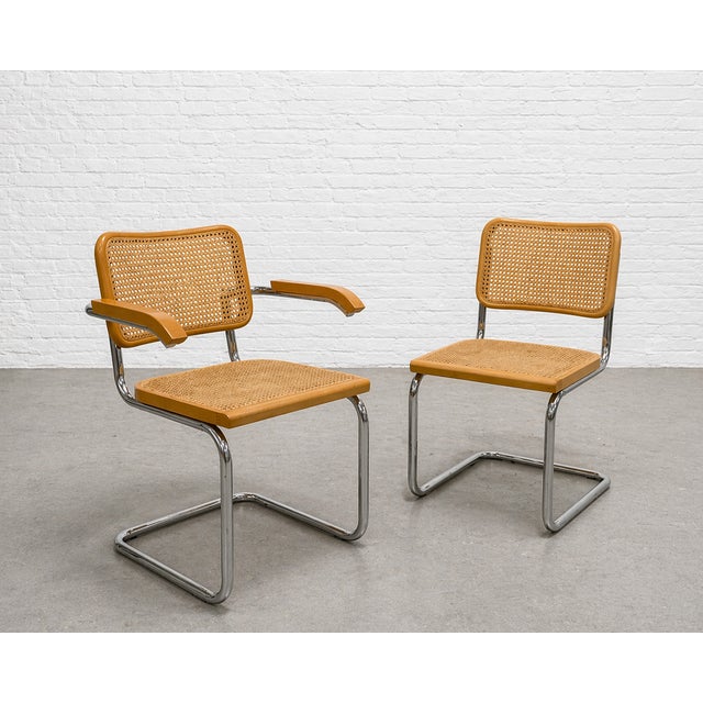 Brown Marcel Breuer Cesca Styled Mid Century Modern Dining Chairs, a Pair For Sale - Image 8 of 11