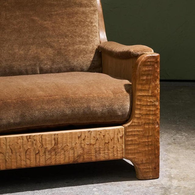 Vintage Three-Seater Sofa in Mohair and Oak, Belgium, 1940s For Sale - Image 11 of 16