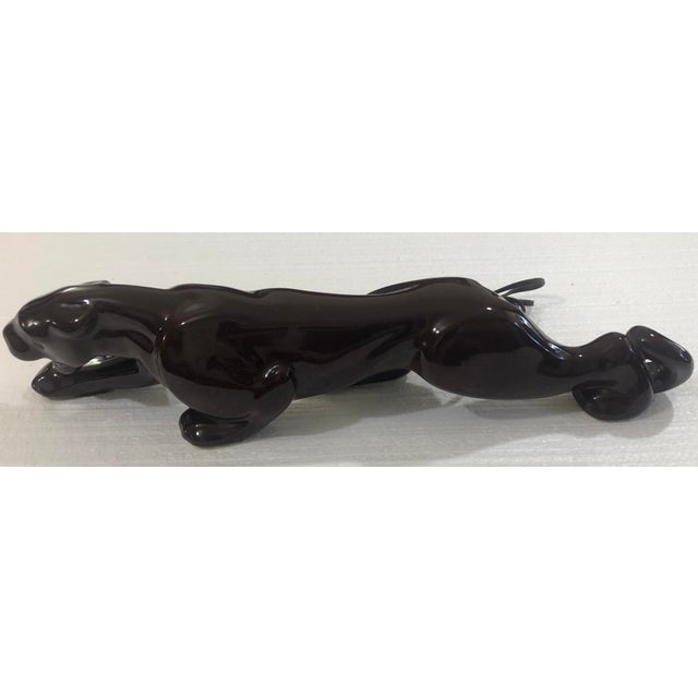Vintage Mid Century 1950s Brown Ceramic Panther Lamp For Sale - Image 12 of 12