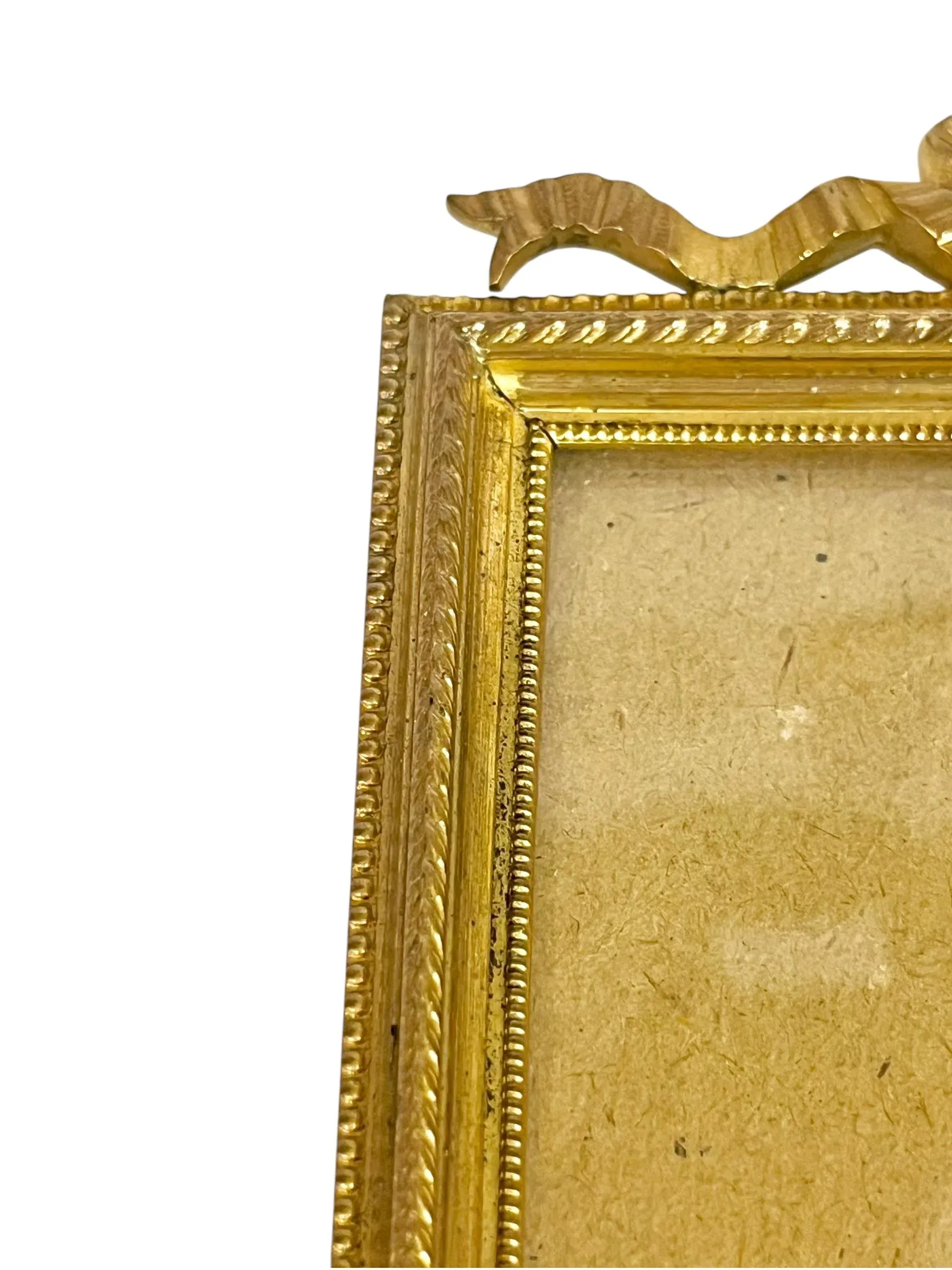 Antique Louis XVI Style Gilt Bronze Ribbon Frame | Chairish