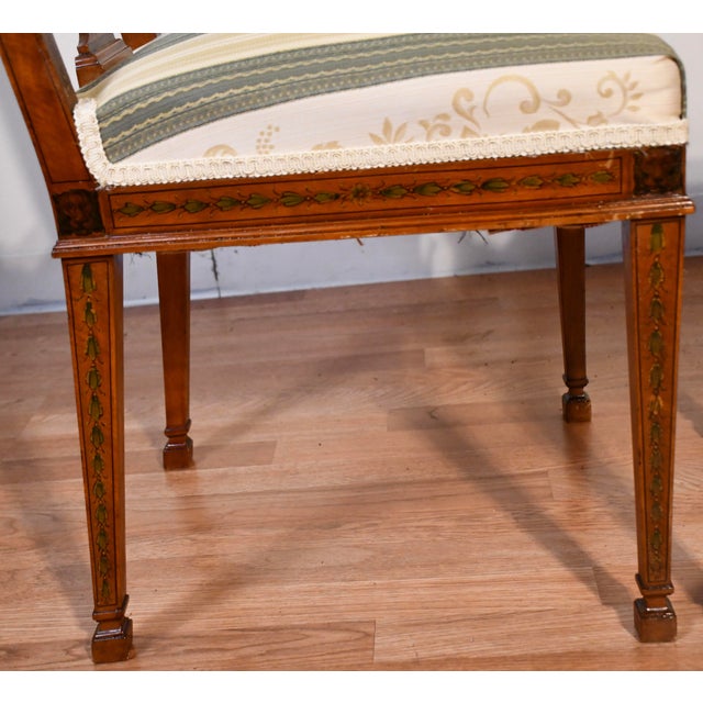 Brown 1900s Antique English Mahogany Hand Painted Side Chair For Sale - Image 8 of 9