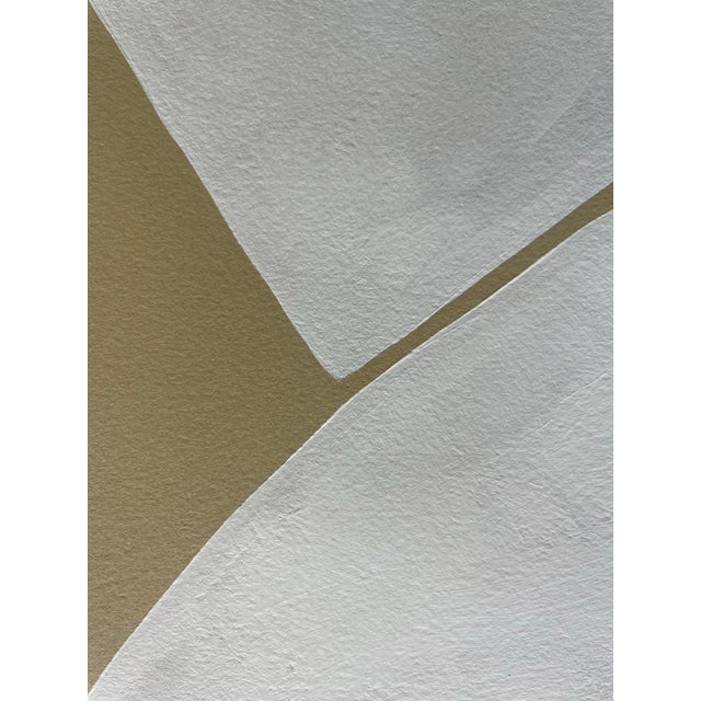 Abstract minimalist acrylic painting on French hand crafted cotton paper. Framed in a gold frame. All works on paper are...