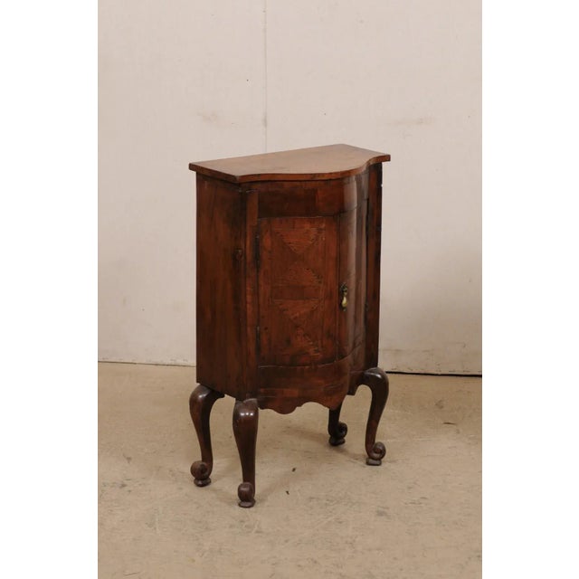 Late 18th Century 18th Century Italian Walnut 2-Door Bow Front Chests - a Pair For Sale - Image 5 of 12