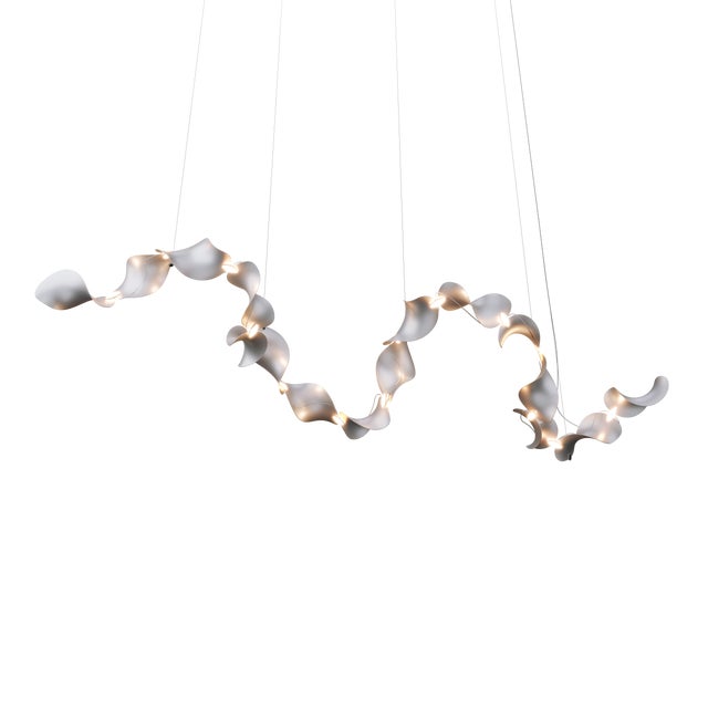 Dune 16 Curve Chandelier with Silver Anodized Shades by Daniel Becker for Moss Objects For Sale - Image 16 of 16