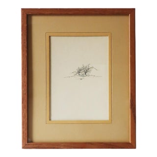 Framed Ink and Watercolor Drawing, Winter Landscape by Keith McDaniel For Sale