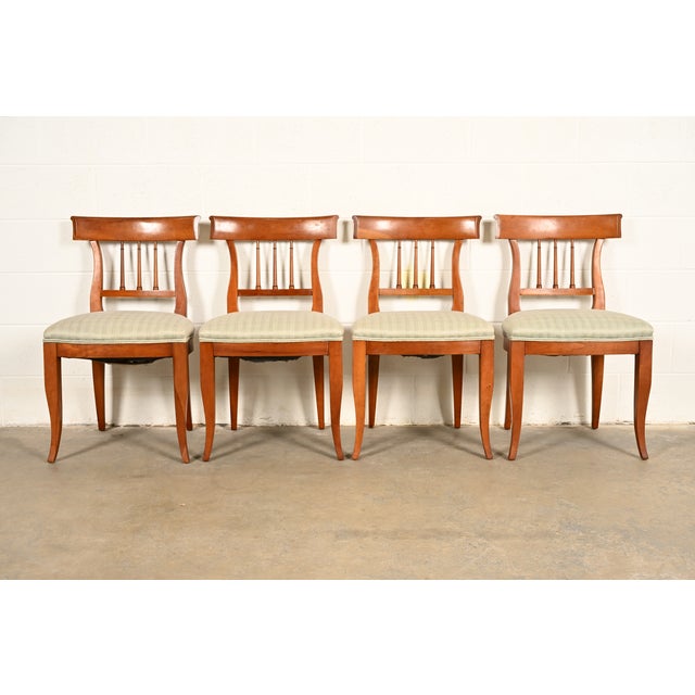 Neoclassical Kindel Furniture Regency Solid Cherry Wood Klismos Dining Chairs, Set of Four For Sale - Image 3 of 14