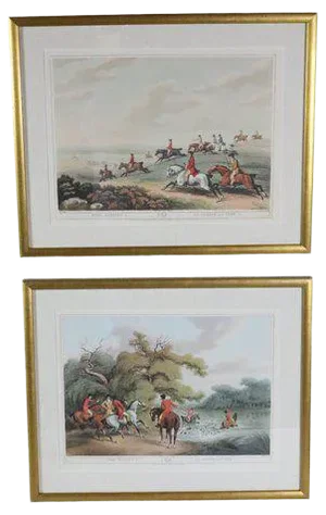 English Stag Hunting Prints - Set of 2