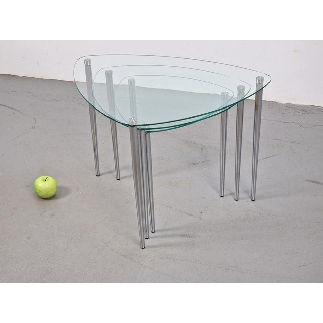 Mid-Century Nesting Tables in Glass and Chrome, Italy, 1960s, Set of 3 For Sale - Image 13 of 13