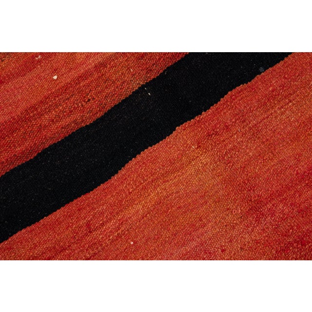 Textile 1960s Vintage Turkish Kilim Red Handmade Geometric Wool Rug For Sale - Image 7 of 8