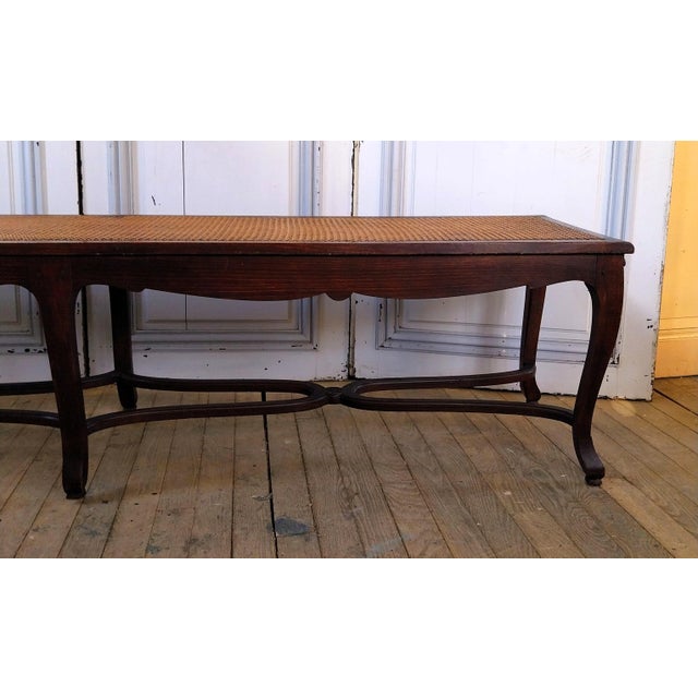 Louis XV Style Bench with Cross-Braced Design, 1890s For Sale - Image 9 of 17