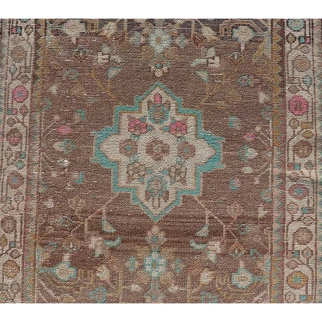 Vintage Hamadan Runner With Medallions Set on a Tan Field 3' 5 X 9' 9 For Sale In Atlanta - Image 6 of 11