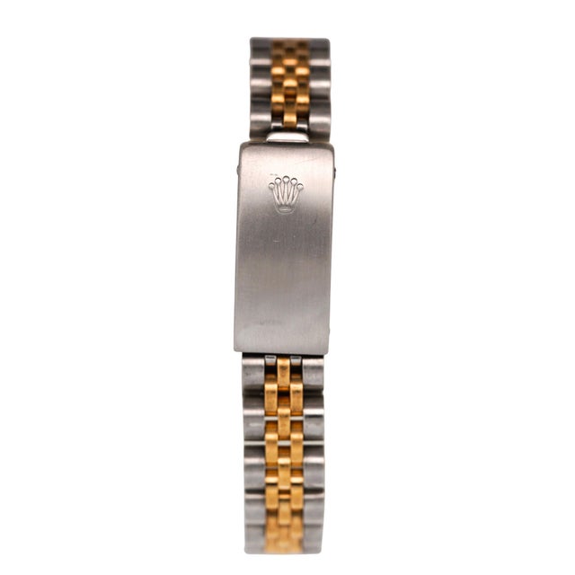 Metal Vintage Rolex Datejust 26mm Two Tone 18k Gold Steel Fluted Bezel Jubilee Watch For Sale - Image 7 of 8