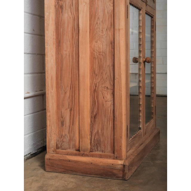 Wood Vintage Wooden Glass Display Cabinet With Scalloped Trim and Dual-Sided Doors For Sale - Image 7 of 7