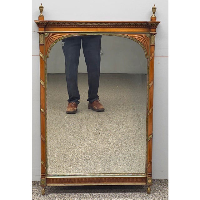 Mid 20th Century Neoclassical Style Fruitwood and Parcel Gilt Frame Ornamental Mirror For Sale - Image 4 of 9