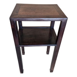 Antique Chinese Hardwood Rosewood Stand With Shelf For Sale