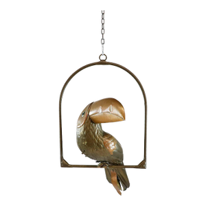 1960s Big Size Sergio Bustamante Sculpture of Toucan on Hanging Perch