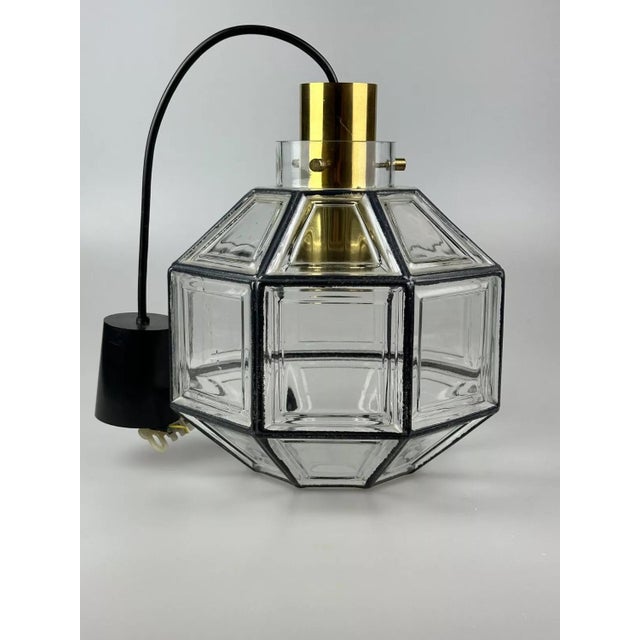 Space Age Ceiling Lamp in Glass & Brass from Glashütte Limburg Germany, 1970s For Sale - Image 13 of 18