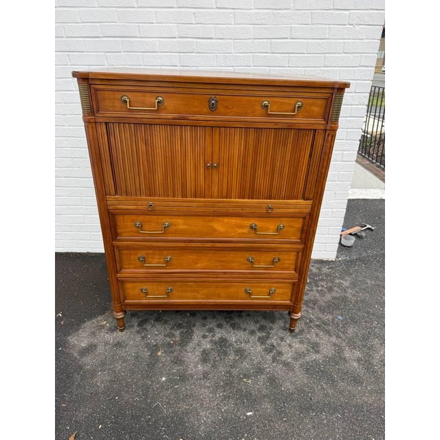Late 20th Century Late 20th Century Kindel Louis XVI French Regency Style Belvedere Dresser With Tambour For Sale - Image 5 of 18