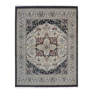 2'6"x10 Luxurious Beige Medallion Traditional Hand Knotted Wool Carpet Rug For Sale