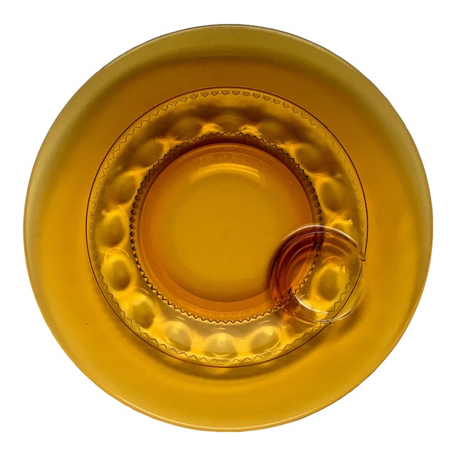 Mid 20th Century Amber “Crown” Glass Plate For Sale