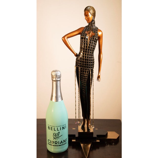 1990s Erte Limited Edition Art Deco Bronze Sculpture With Crystal Beaded Dress, 20.5" For Sale - Image 10 of 10