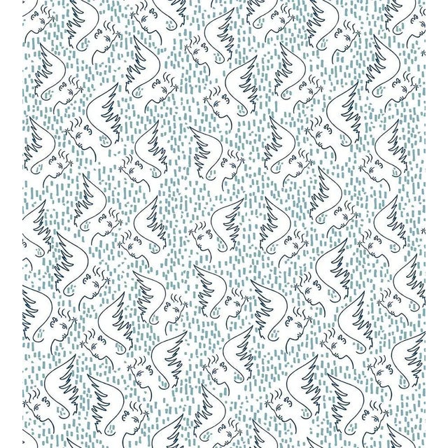 Sample - Lelievre for The House of Scalamandr�� Figure D'Ange Wallcovering, Bleu For Sale