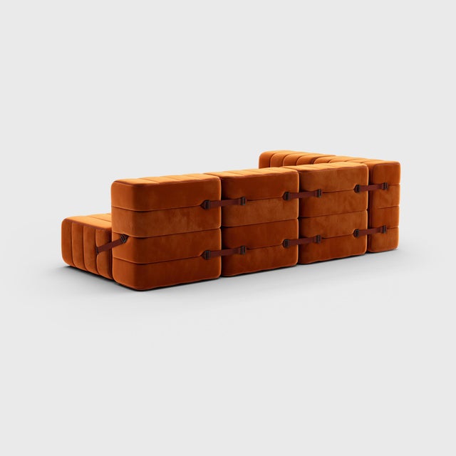 Contemporary Curt Modular Set - Flexible Small Corner Sofa - Barcelona - Russet - V3347/17 (Red) by Ambivalenz, Set of 9 For Sale - Image 3 of 5