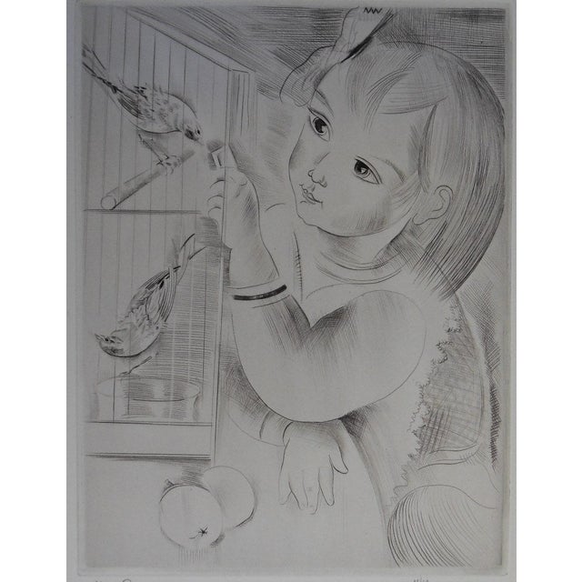 Emilia Mily Possoz, The Bird Cage, Original Engraving For Sale
