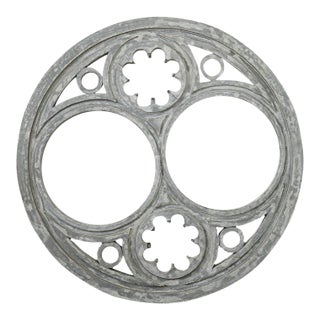 French Vintage Architectural Round Window Mirror For Sale