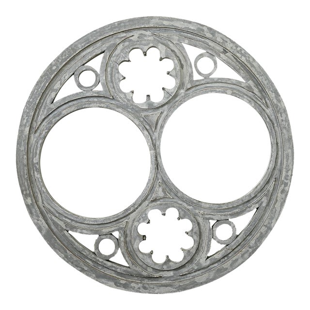 French Vintage Architectural Round Window Mirror For Sale