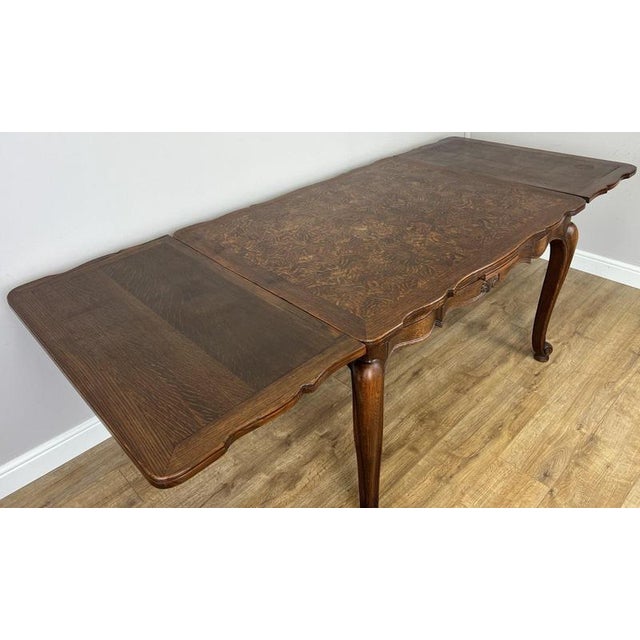 Vintage French Louis XVI Carved Oak Extendable Dining Table For Sale - Image 16 of 17