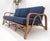 Mid 20th Century 1970s Striped Blue Upholstery Bamboo Frame Mid Century Modern Sofa MINT! For Sale - Image 5 of 17