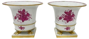 Porcelain & Iron Bouquet Apponyi in Purple from Herend, Hungary, 1960s, Set of 2