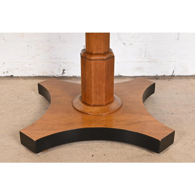 Brown Baker Furniture Neoclassical Burled Walnut Pedestal Tea Table For Sale - Image 8 of 11