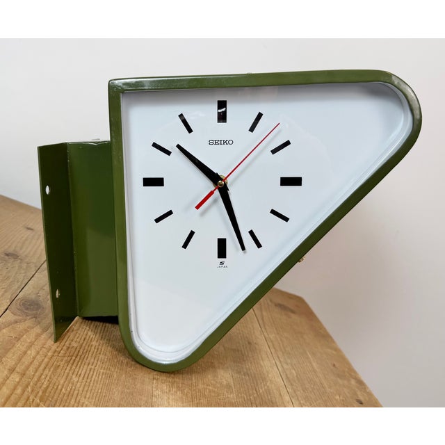 Vintage Green Ships Double-Sided Wall Clock from Seiko, 1970s For Sale - Image 13 of 18