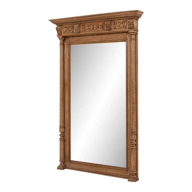 19th Century France Renaissance Amber Wood Mirror For Sale