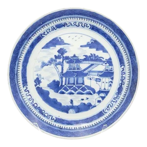 Nanking Chinese Export Blue and White Plate, Circa 1840