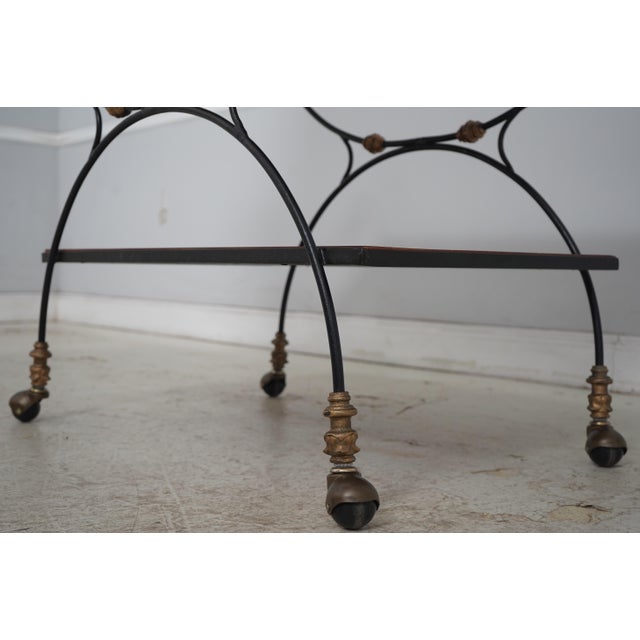 Wrought Iron Mahogany Rolling Bar Cart For Sale - Image 11 of 12