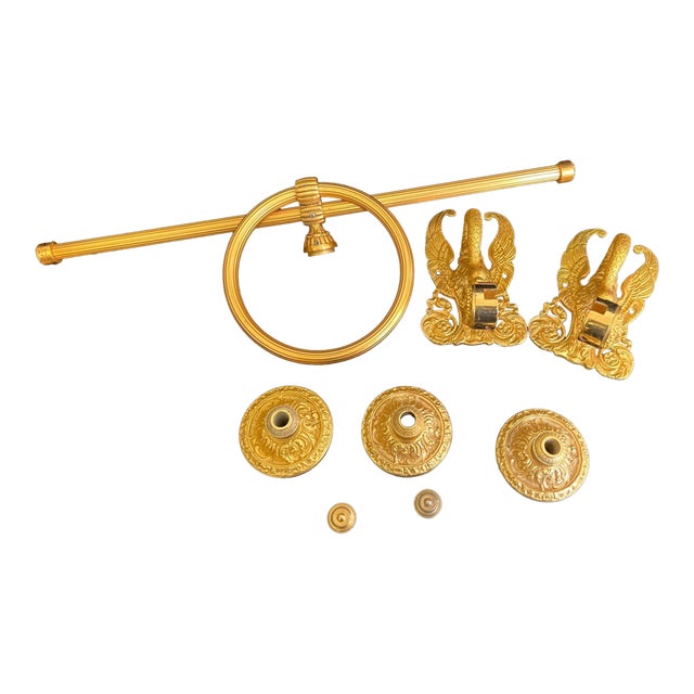 Iconic Sherle Wagner Imperial Swan 24k Gold & Rock Crystal Bathroom Suite For Sale