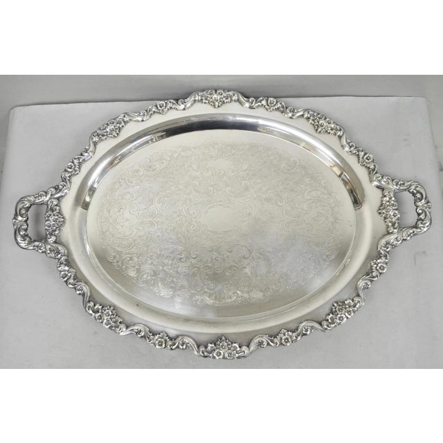 Vintage Poole 400 Lancaster Rose Silver Plated Bar Serving Platter Tray on Feet For Sale - Image 15 of 15