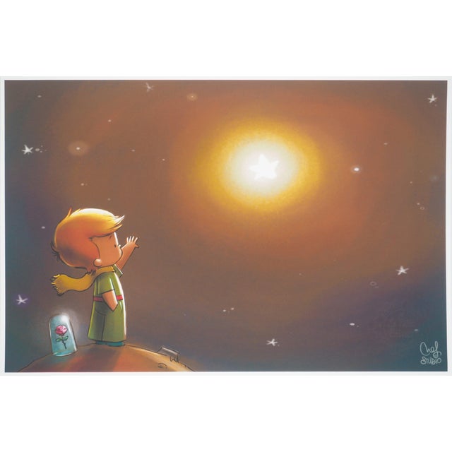 Antoine De Saint-Exupery, Le Petit Prince salue l'étoile, Lithograph For Sale