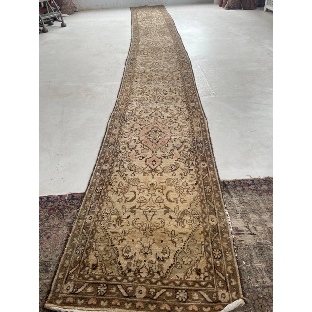 21ft Botanical Narrow Stair Runner In Softer Hues - 2.7 x 21.4 For Sale - Image 10 of 12