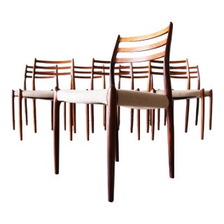 1960s Set of 8 Niels O. Møller Model 78 Rosewood Dining Chairs For Sale
