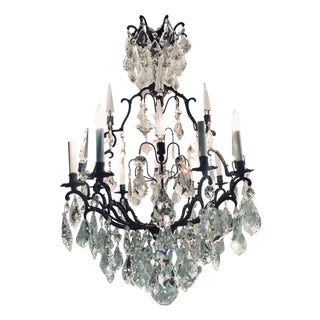 1960s Versailles Chandelier With Swarovski Strass and Crystal Pendants For Sale
