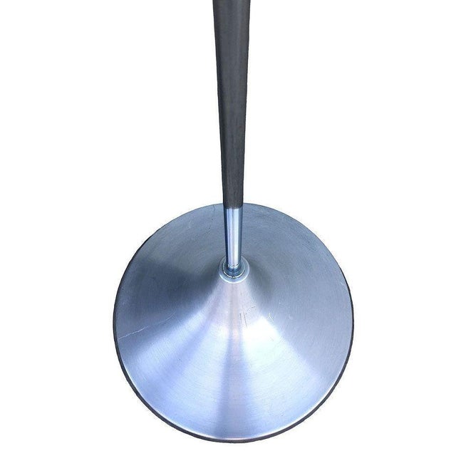 1990s Y2K Chrome & Frosted Glass "Bugle Base" Pedestal Side Table For Sale - Image 4 of 5