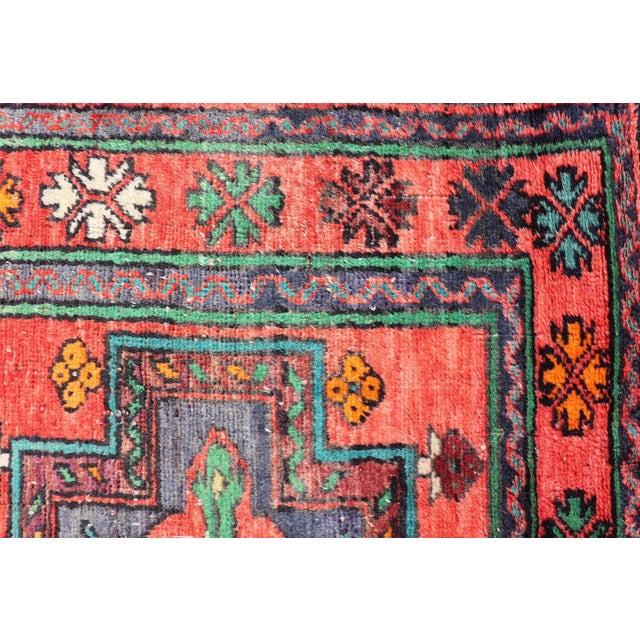 Mid 20th Century Vintage Caucasian Kazak Rug With Triple Geometric Medallions 4'1 X 7'0 For Sale - Image 5 of 13