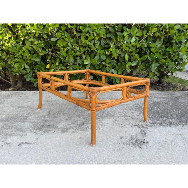 Brown Vintage Palm Beach Bamboo + Rattan Coffee Table For Sale - Image 8 of 12