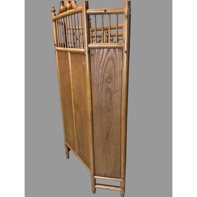 Antique Victorian Oak Stick & Ball Curio Cabinet China Display Case 35” X 21” For Sale - Image 4 of 10